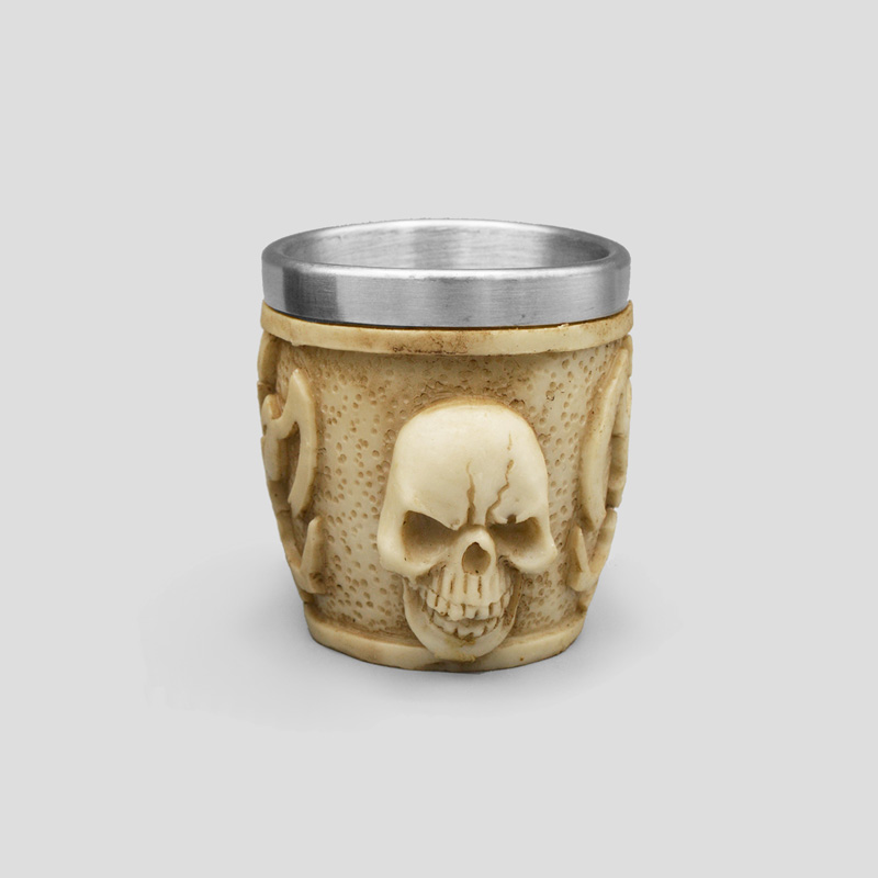 231- شات اسکلتی داخل استیل مدل 2Skull رنگ استخوانی (1) شات اسکلتی داخل استیل مدل 2Skull رنگ استخوانی کد Frh-165d5 - Image 1