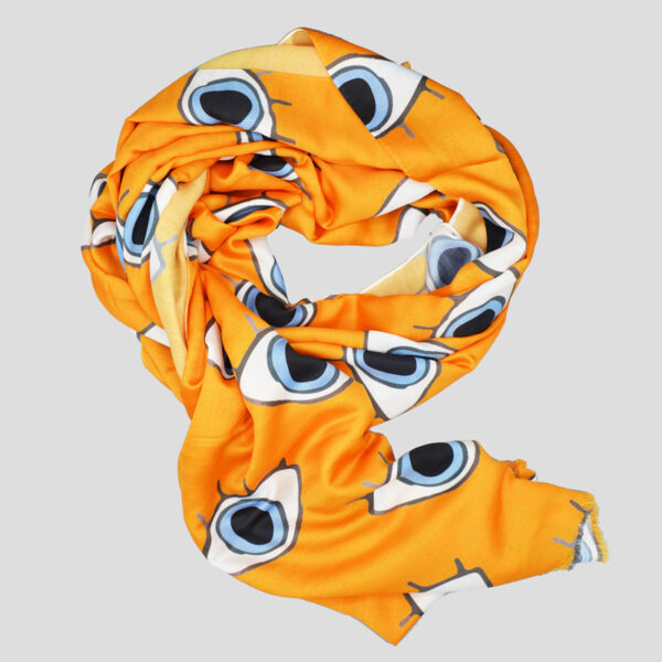 شال نخی طرح چشم طول 2 متر رنگ نارنجی کد Nsc427