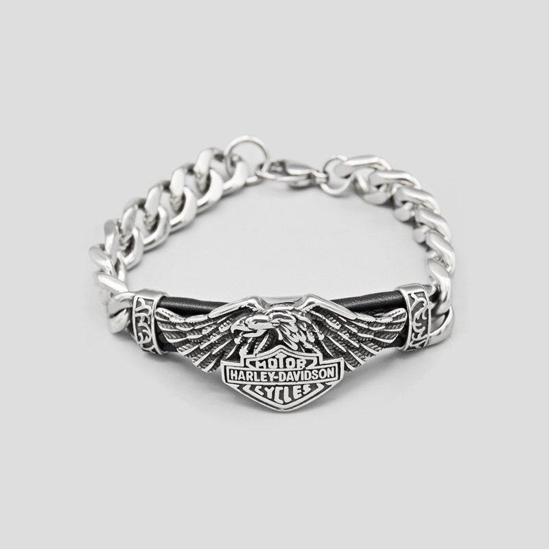 8511 - دستبند کارتير استیل اسکلتی مدل Harley Davidson طرح عقاب هارلی (1) دستبند کارتیر استیل طرح عقاب هارلی دیویدسون کد Njd-630d1 - Image 1