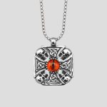 پلاک و گردنبند استیل چشم اژدها رنگ قرمز مدل 4skull کد Njd-438d2 - Image 2