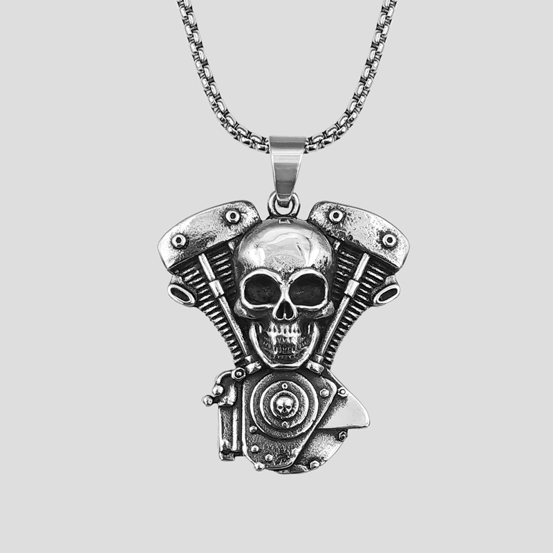 14296-پلاک و گردنبند اسکلتی استیل هارلی دیویدسون (Harley Davidson) طرح سیلندر هارلی (04) پلاک و گردنبند اسکلتی استیل هارلی دیویدسون طرح سیلندر هارلی کد Njd-809d1 - Image 1
