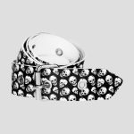 کمربند اسکلتی مدل White Skulls عرض 40mm کد Nyn-982d5