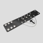 دستبند چرمی اسپایک‌دار (۱.۳ سانتیمتری) زنجیردار طرح صلیب کد Njd-945d2 - Image 4