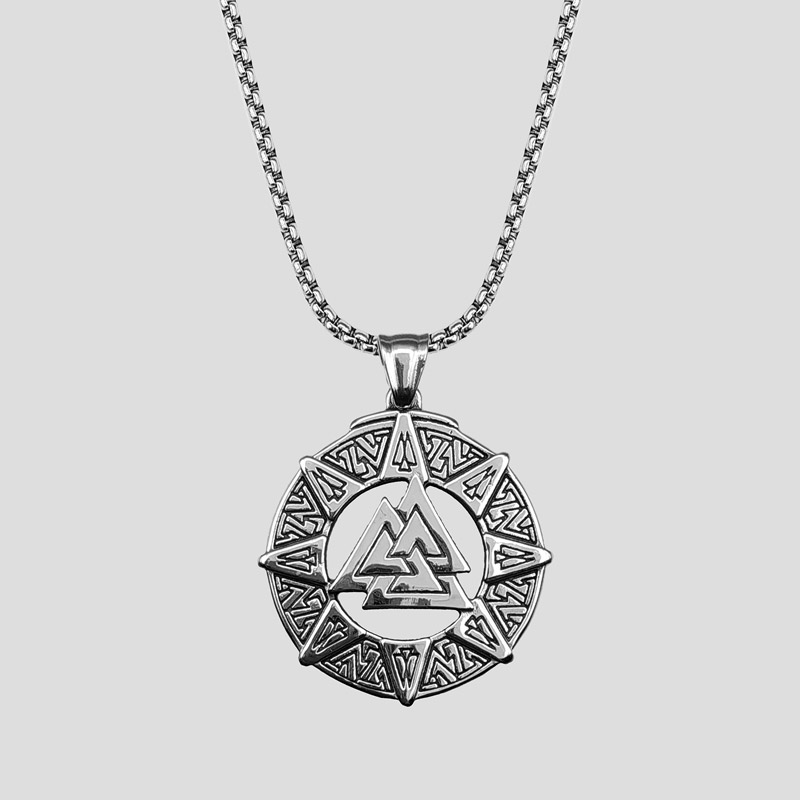 31124-گردنبند استیل مدال والکنوت Valknut (1) پلاک و گردنبند استیل مدال والکنوت کد Njd-449d1 - Image 1