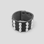 دستبند چرمی اسکلتی مدل 3Line Skulls کد Njd-105d2