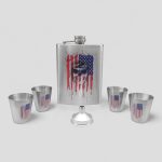 ست قمقمه کتابی جیبی و شات اسکلتی مدل USA Flag کد Sdt-129d11