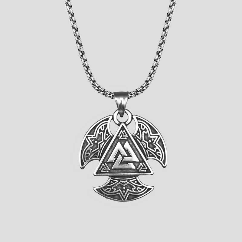 40097- گردنبند طرح تبر وایکینگ مدل Valknut (1) پلاک و گردنبند طرح تبر وایکینگ مدل Valknut کد Njd-070d4 - Image 1