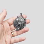پلاک و گردنبند استیل طرح کله گرگ مدل Angry Wolf کد Njd-070d7 - Image 3