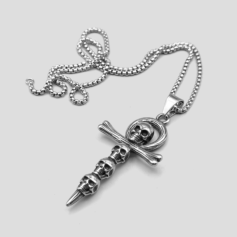 42526- گردنبند استیل اسکلت طرح کلید زندگی مدل Ankh (1) پلاک و گردنبند اسکلت مدل Ankh کد Rza-423d3 - Image 1