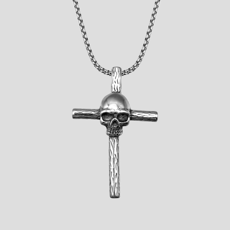 42533- گردنبند صلیب اسکلتی مدل Big Skull (1) پلاک و گردنبند صلیب اسکلتی مدل Big Skull کد Rza-423d4 - Image 1