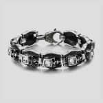 دستبند اسکلتی استیل مدل White Gems کد Njd-744d3