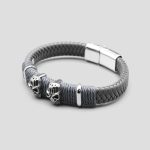 دستبند چرمی اسکلتی مدل Two Skulls کد Moe-346d4 - Image 4