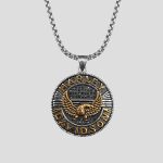 پلاک و گردنبند استیل هارلی دیویدسون مدل Golden Eagle کد Fsi-525d4