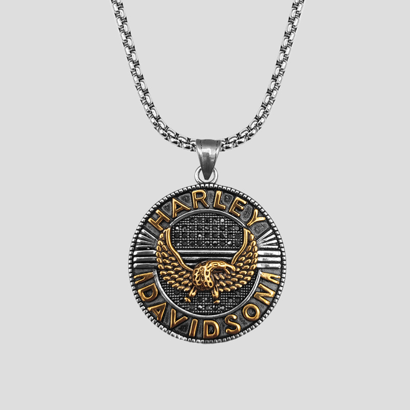 46602- گردنبند استیل هارلی دیویدسون مدل Golden Eagle (1) پلاک و گردنبند استیل هارلی دیویدسون مدل Golden Eagle کد Fsi-525d4 - Image 1