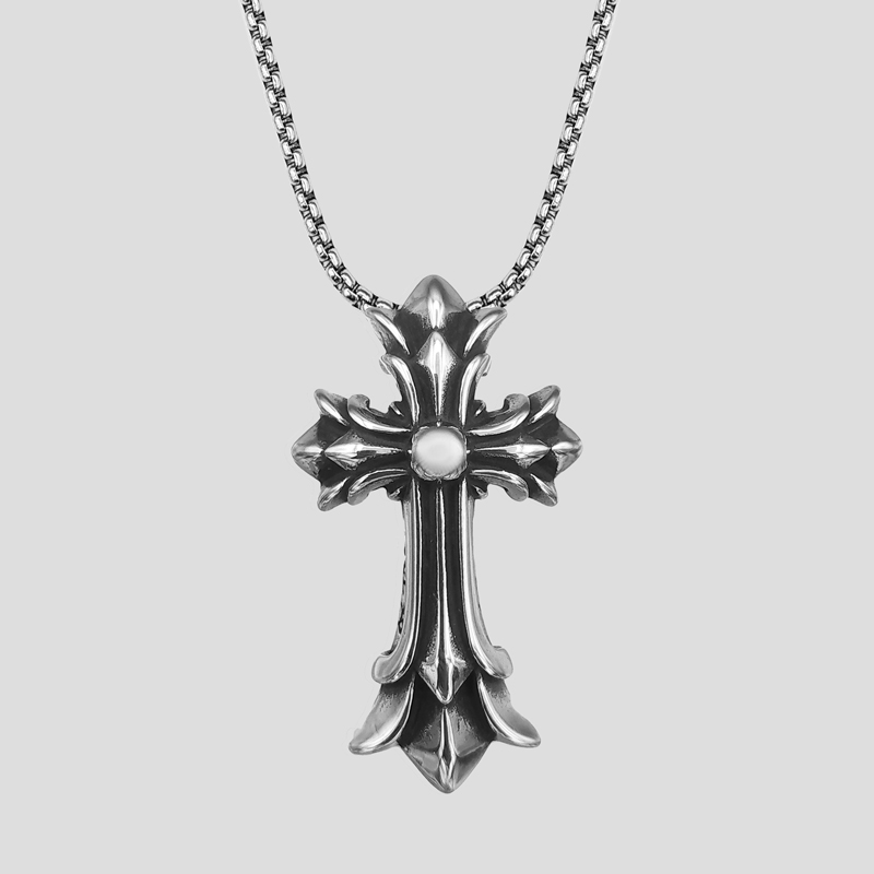 47806- گردنبند استیل صلیب کروم هارتز مدل Chrome Hearts (1) پلاک و گردنبند استیل صلیب کروم هارتز کد Njd-696d2 - Image 1