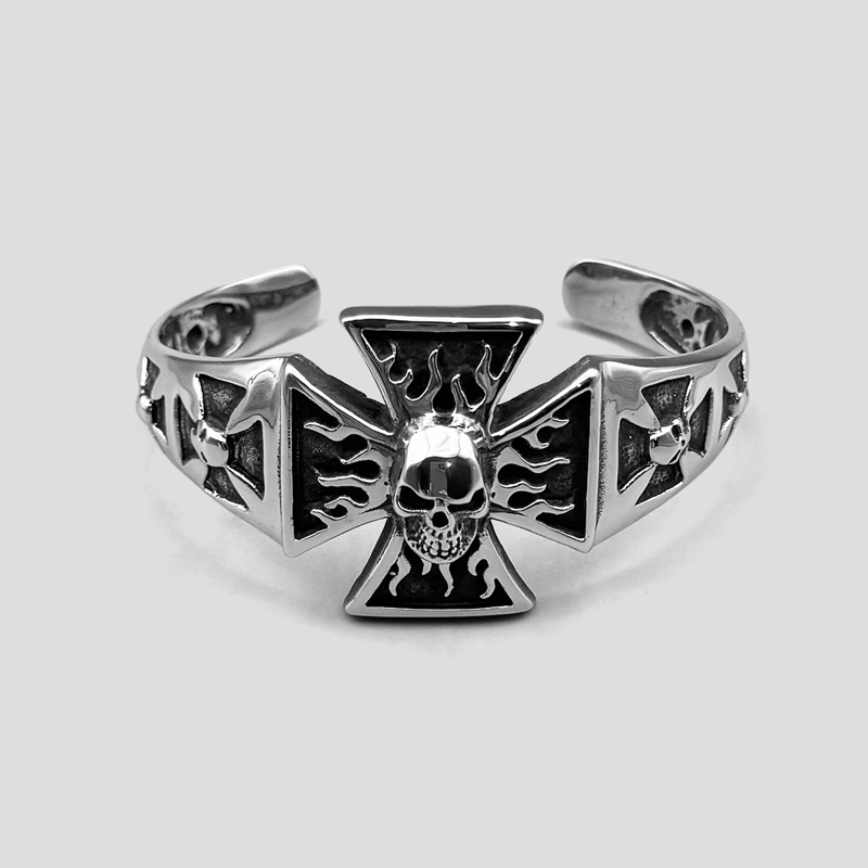 48341- دستبند استیل اسکلتی مدل Iron Cross (1) دستبند استیل اسکلتی مدل Iron Cross کد Njd-325d4 - Image 1