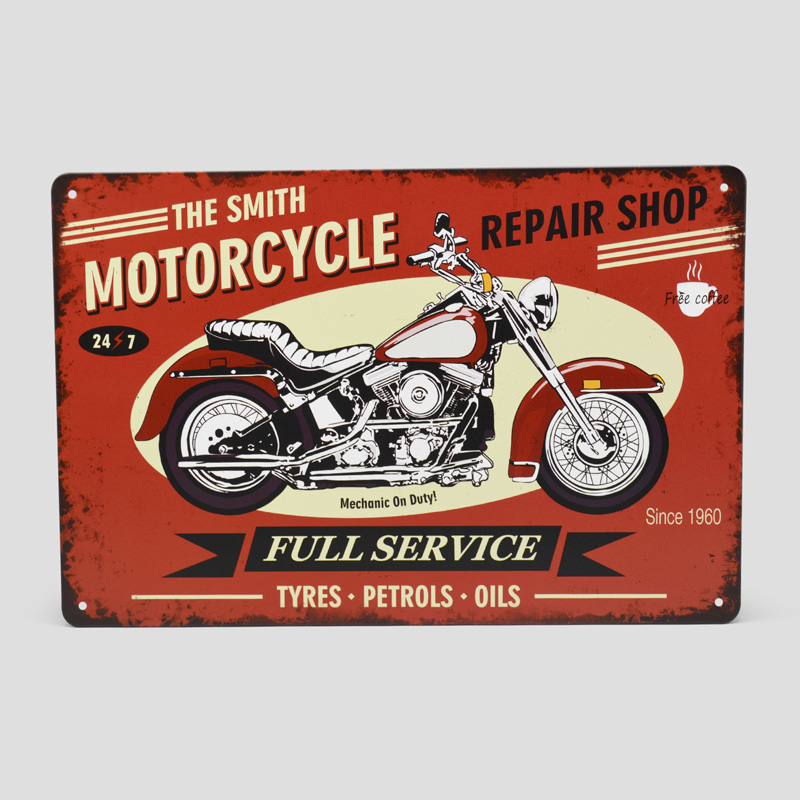 48826- تابلو فلزی طرح موتورسیکلت مدل The Smith Motorcycle Repair Shop (1) تابلو فلزی طرح موتورسیکلت مدل Repair Shop کد Njd-528d5 - Image 1