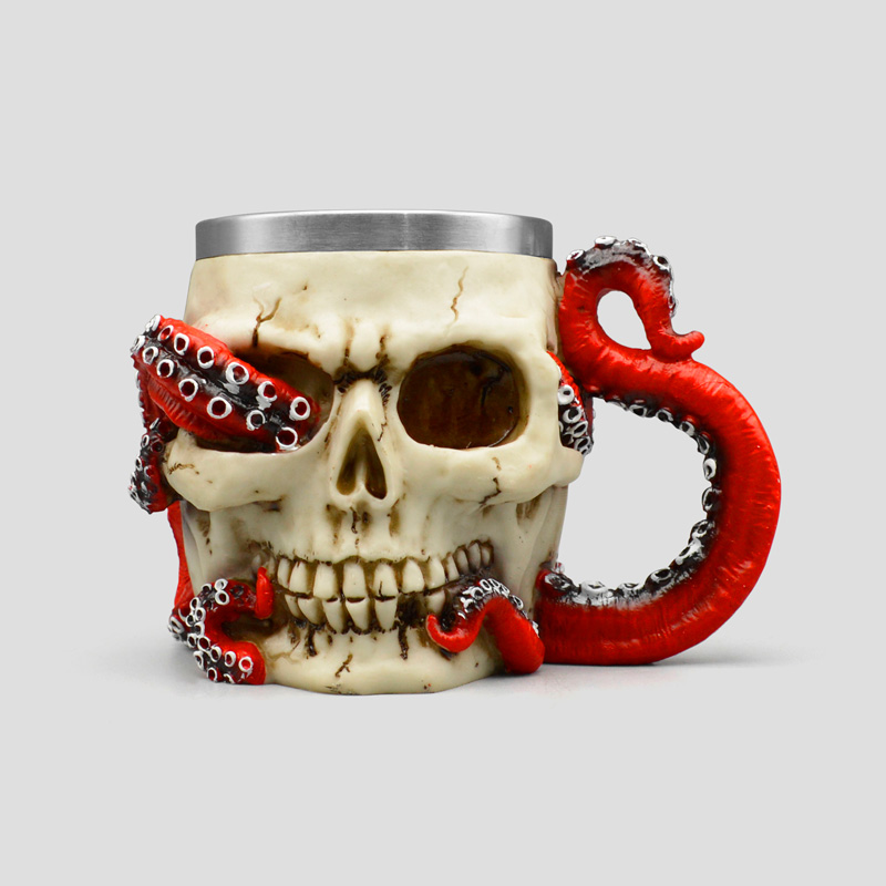 50505- ماگ داخل استیل اسکلتی طرح جمجمه اختاپوس مدل Octopus Skull (1) ماگ داخل استیل جمجمه اختاپوس کد Psg-699d9 - Image 1