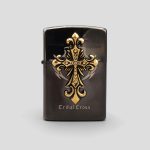 فندک بنزینی زورو مدل Tribal Cross کد Sdg-349d4 به همراه جعبه چوبی