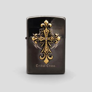 فندک بنزینی زورو مدل Tribal Cross کد Sdg-349d4 به همراه جعبه چوبی