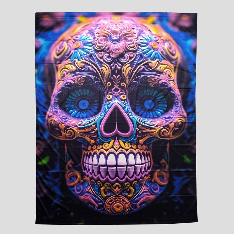 51208- بک دراپ اسکلتی بلک لایت مدل Psychedelic Skull (1) بک دراپ بلک لایت مدل Psychedelic Skull کد Dbm-511d8 (200×150 سانتیمتر) - Image 1