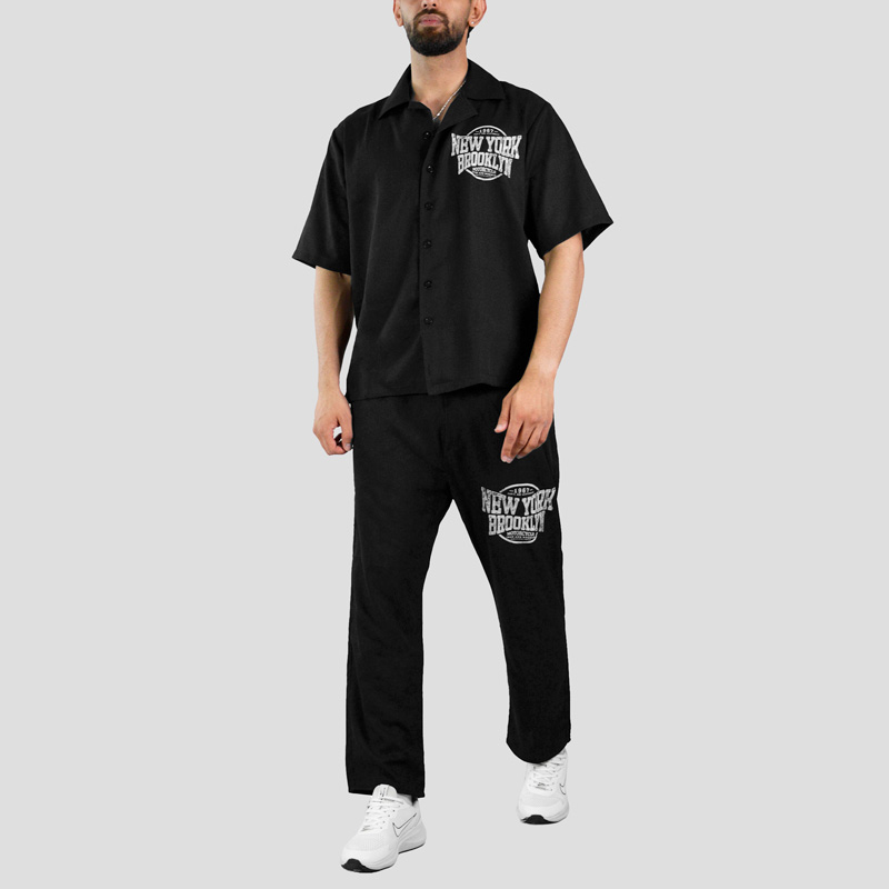 51399- ست پیراهن شلوار نیویورک مدل NewYork Brooklyn Motorcycle رنگ مشکی (1) ست پیراهن شلوار مدل NewYork Motorcycle کد Dry-592d3 رنگ مشکی - Image 1