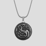 پلاک و گردنبند استیل مدال اژدها سه سر تارگرین مدل Fire and Blood کد Njd-543d5