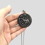 پلاک و گردنبند استیل مدال اژدها سه سر تارگرین مدل Fire and Blood کد Njd-543d5 - Image 3