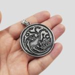 پلاک و گردنبند استیل مدال اژدها سه سر تارگرین مدل Fire and Blood کد Njd-543d5 - Image 4