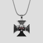 پلاک و گردنبند استيل طرح جمجمه مدل Iron Cross کد Njd-749d3