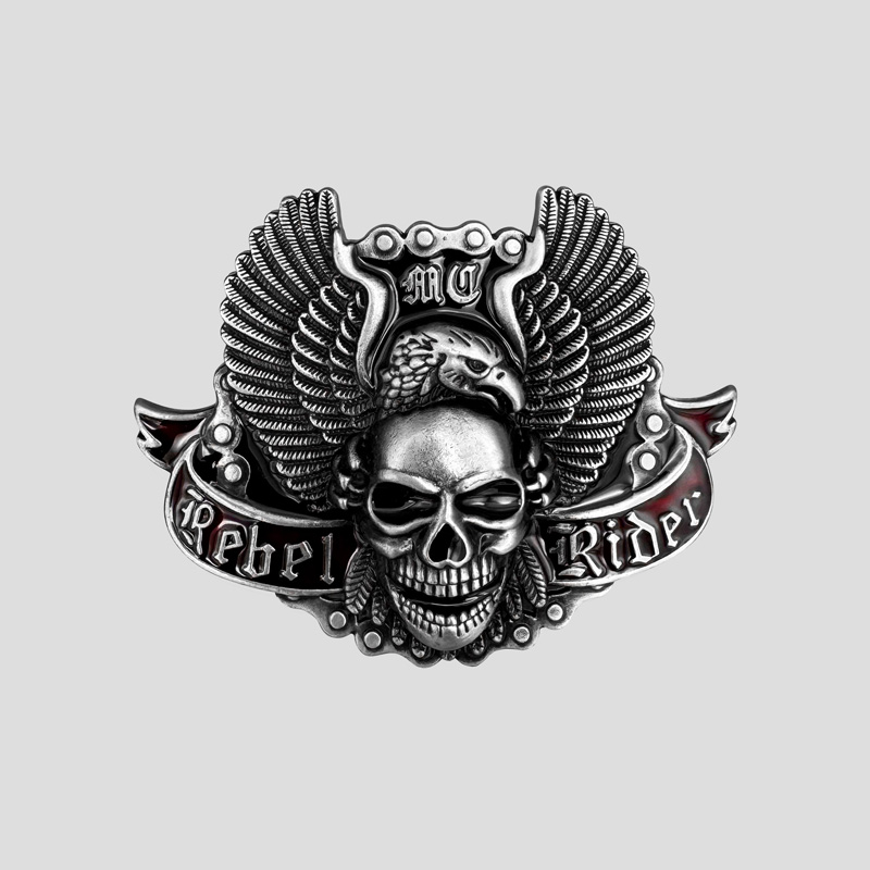 52300- سگک کمربند اسکلت طرح جمجمه و عقاب مدل Rebel Rider (1) سگک کمربند اسکلت طرح جمجمه و عقاب مدل Rebel Rider کد Njd-822d8 - Image 1