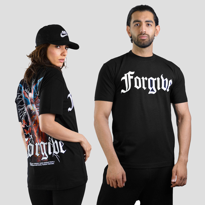 52360- تیشرت طرح فرشته مدل Forgive مشکی (1) تیشرت طرح فرشته مدل Forgive کد Abl-571d2 رنگ مشکی - Image 1