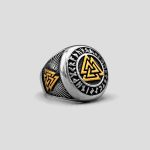 انگشتر وایکینگی دو رنگ مدل Valknut کد Njd-181