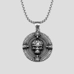 پلاک و گردنبند استیل جمجمه آتشین کد Njd-204H0126