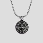 پلاک و گردنبند استیل کروم هارتز مدل Compass کد Njd-204H0171