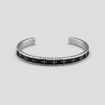دستبند استیل اسکلتی کروم هارتز مدل Black Silver کد Njd-404M0311