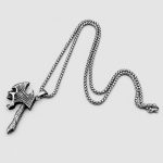 پلاک و گردنبند استیل اسکلتی طرح تبر خشمگین کد Njd-26E0566 - Image 2
