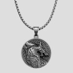 پلاک و گردنبند دو رو استیل وایکینگی طرح Howling Wolf کد Njd-26E0501