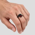 انگشتر گوتیک طرح کلاغ و دانه جادویی کد ICH-26F0661 - Image 2
