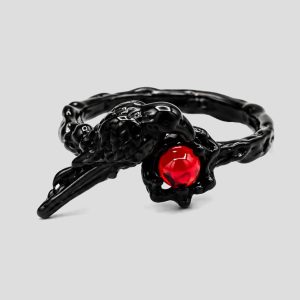 انگشتر گوتیک طرح کلاغ و دانه جادویی کد ICH-26F0661