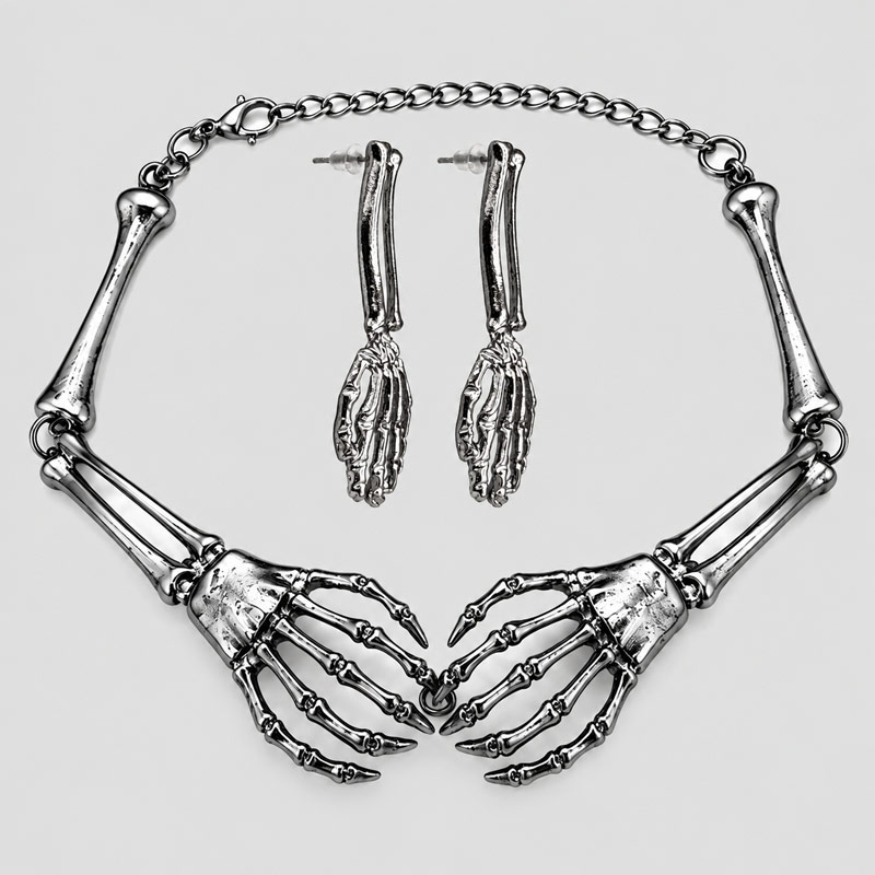 ست گردنبند و گوشواره استیل دست اسکلتی طرح عشق جاودان کد ICH-26F0656 (3) ست گردنبند و گوشواره استیل دست اسکلتی طرح عشق جاودان کد ICH-26F0656 - Image 1