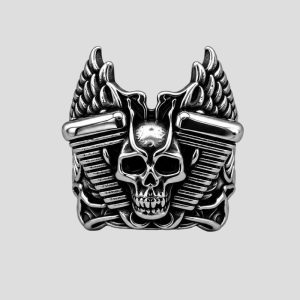 انگشتر اسکلتی مدل Skull V-Twin کد Njd-26G0701