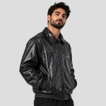 جکت چرم اسپرت طرح کروم هارتز کد 26G0382 مشکی - Image 3
