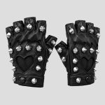 دستکش چرم نیم انگشت اسپایکی مدل Love Hurts کد ICH-26G0417